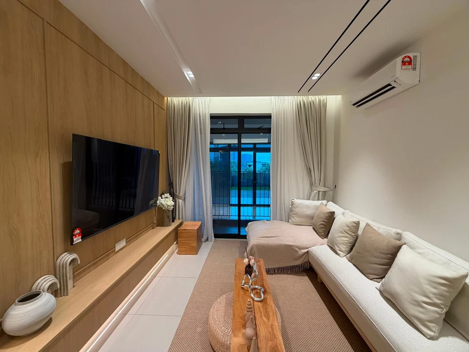 Bodaiju Type B show unit living area with timber finishes