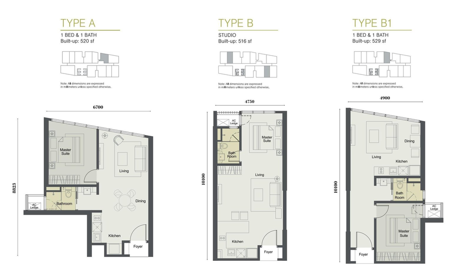 Types A, B & B1 Elysia Park floor plan