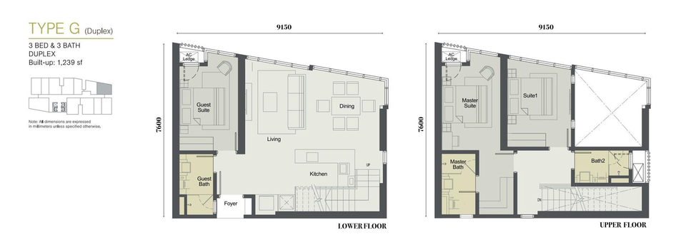 Types F & G Elysia Park floor plan