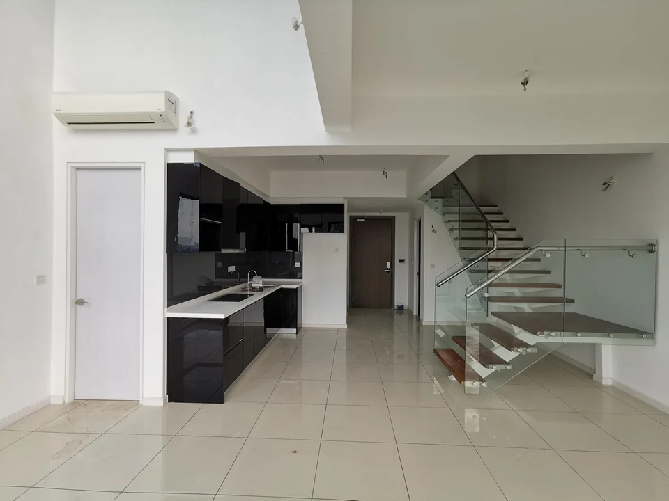 Tower 3 · Actual partially furnished interiors · Duplex living
