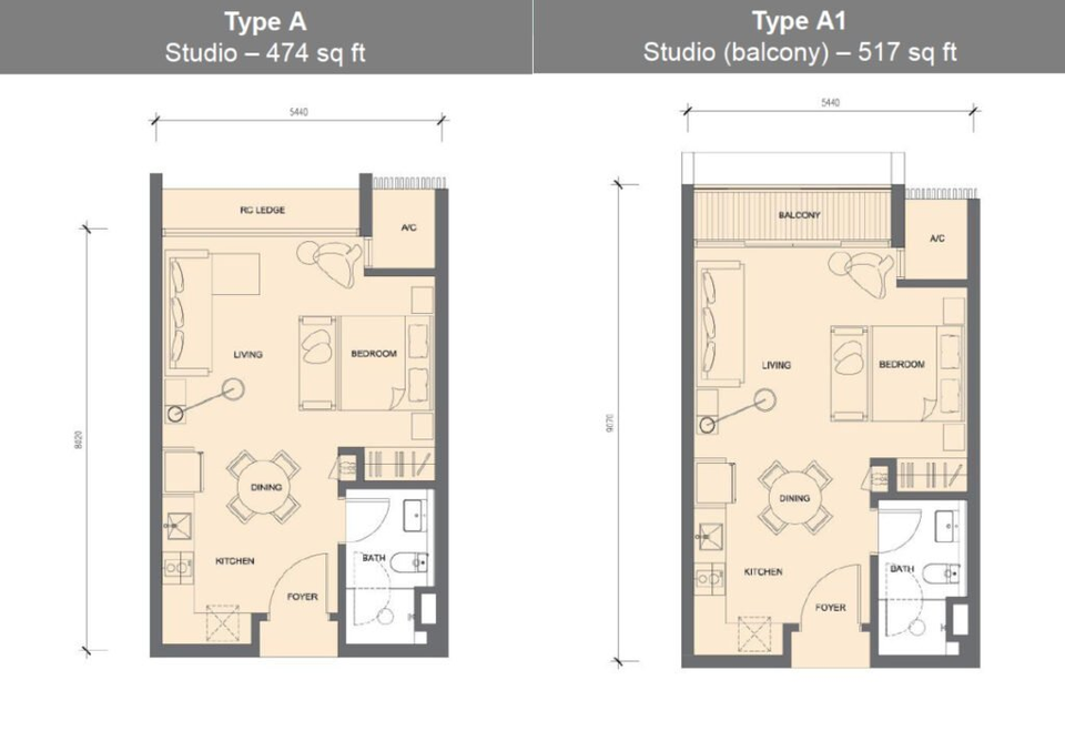 Type A / A1 Grand Medini floor plan