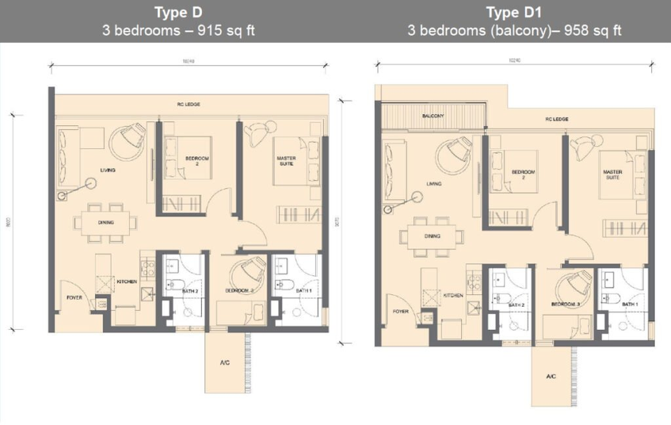 Type D / D1 Grand Medini floor plan