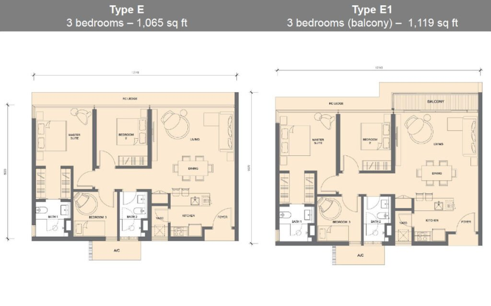 Type E / E1 Grand Medini floor plan