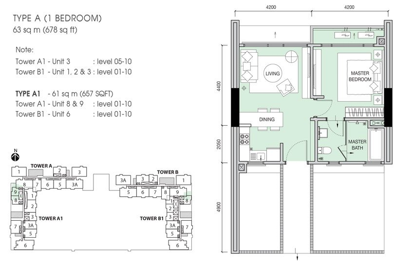 Type A / A1 Iskandar Residences floor plan