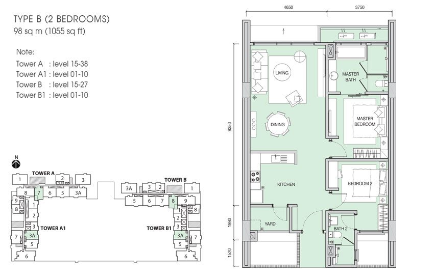 Type B Iskandar Residences floor plan