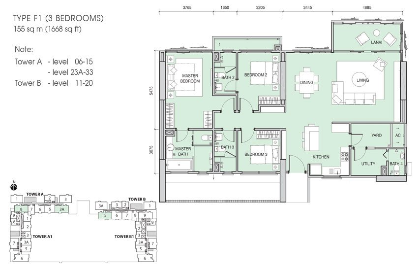 Type F / F1 Iskandar Residences floor plan
