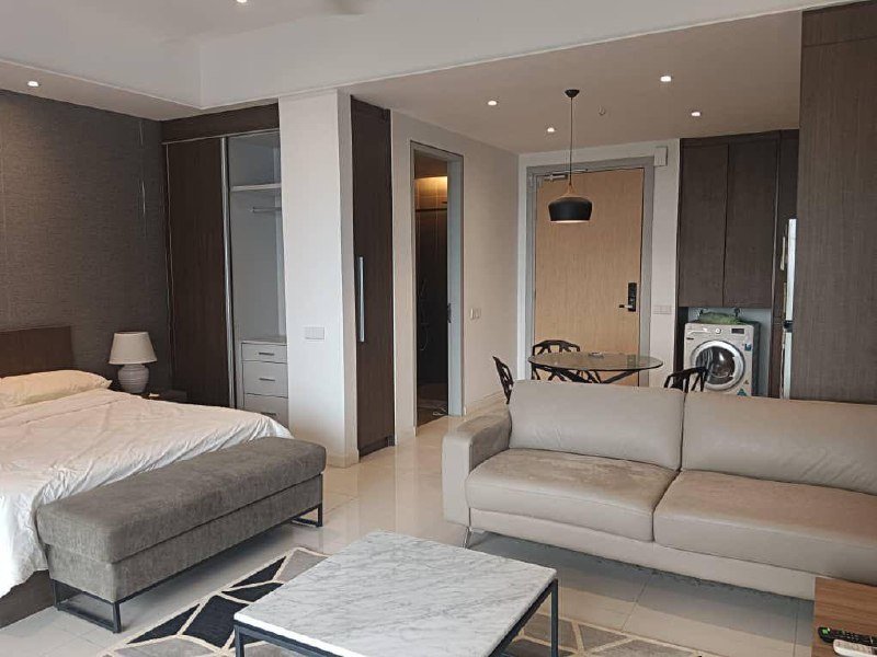 Studio living and sleeping space