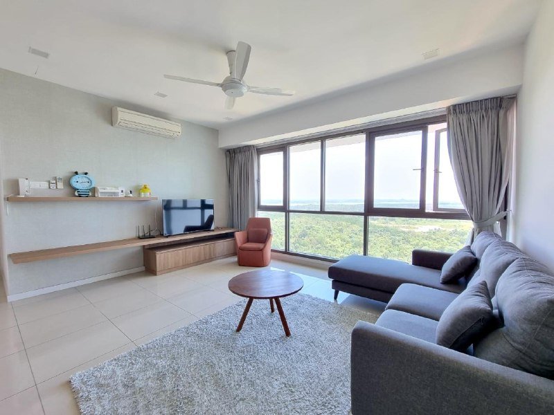 Iskandar Residences — Furnished living room with large windows