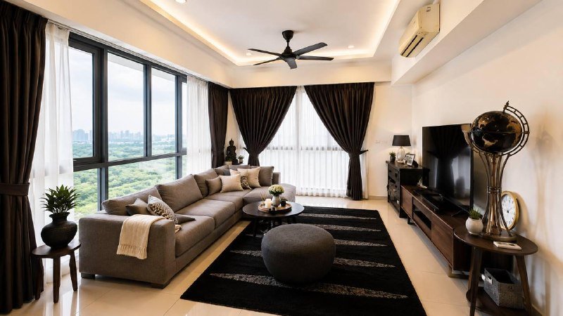 Iskandar Residences — Furnished living area with large windows