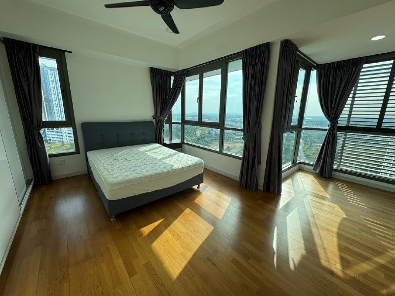 Bedroom with corner windows